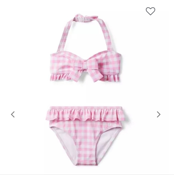 JANIE AND JACK BEGONIA PINK GINGHAM HALTER RUFFLE TWO PIECE BATHING SUIT GIRLS 6 - Picture 1 of 14